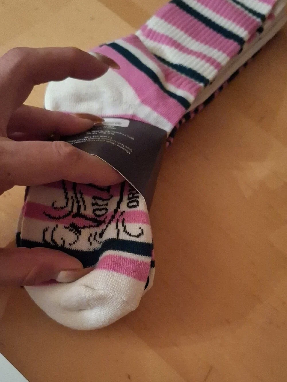 Von Dutch Black & Pink Striped Crew Socks with White Accents